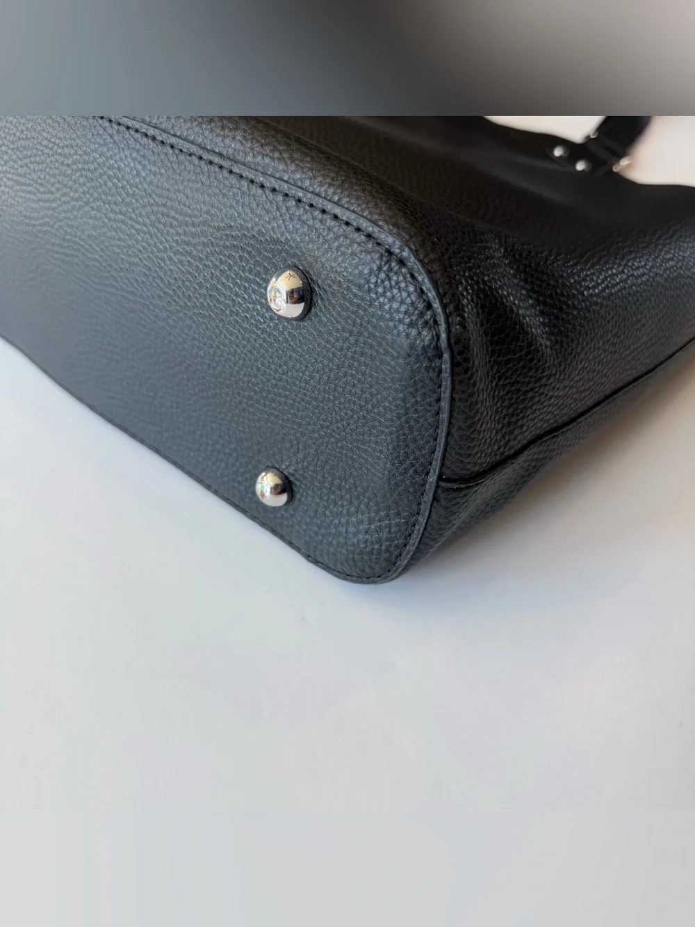 Black Faux Pebbled Leather Laptop Bag Tote Large Unbranded Snap Closure